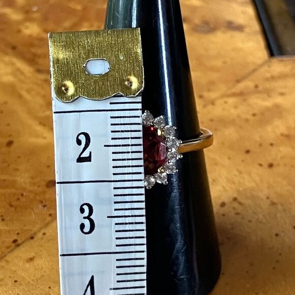Natural Red Garnet Sterling Silver Halo Ring Discounted Size 8 - Picture 7 of 11